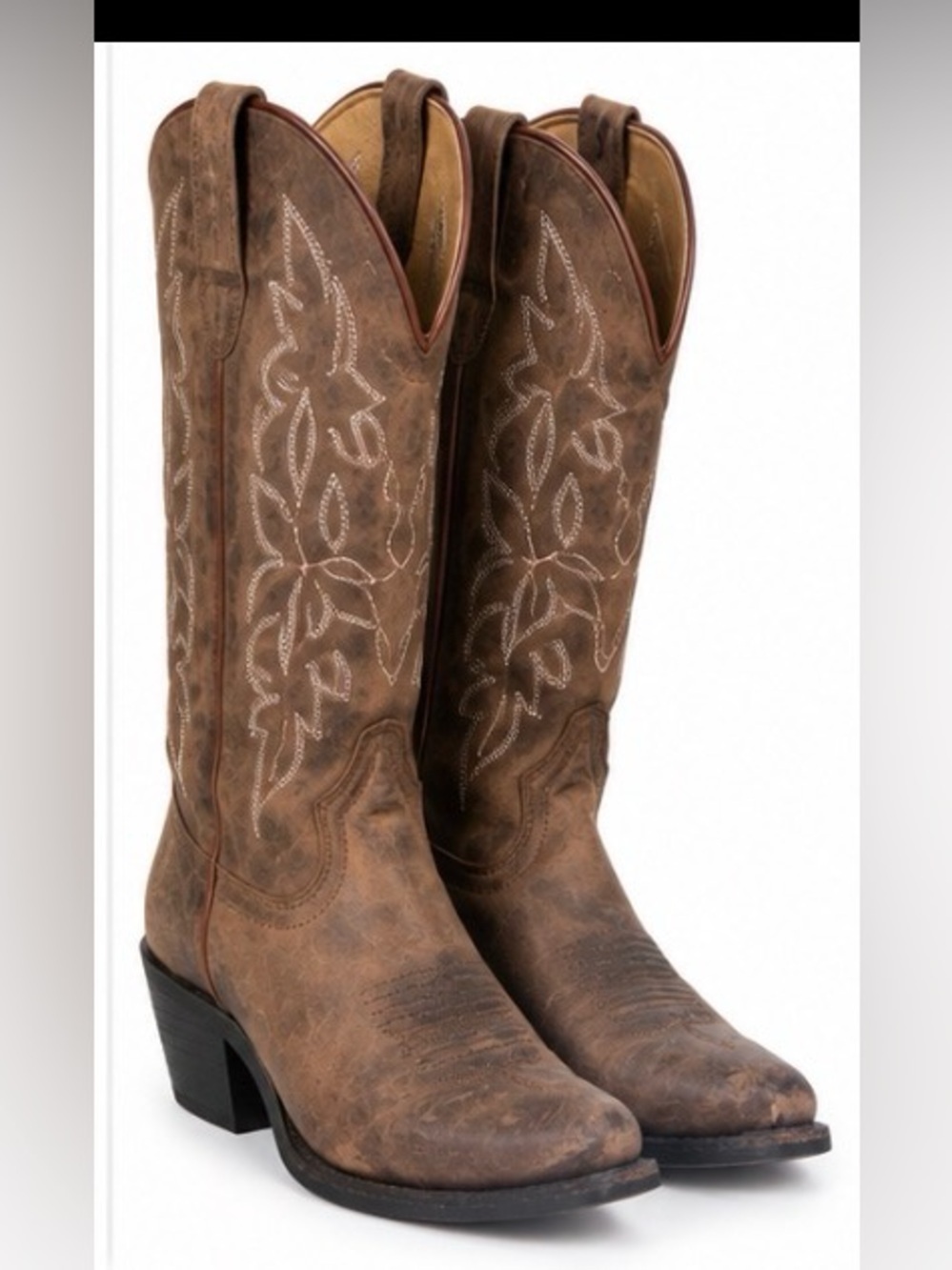 Shyanne BBWP03 western cowboy boots 7.5M brown leather embroidered boho western